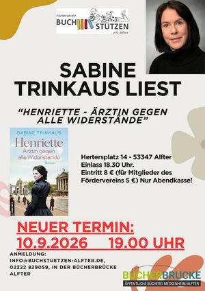 Neuer Termin: Sabine Trinkaus liest in Alfter